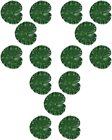 Хемотон растенија декор зелена декор 15 парчиња лисја вештачки лебдечки пена лисја крин влошки лажни вода лисја за езерце аквариум риба резервоар