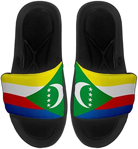 ExpressItbest Pushioned Slide -On сандали/слајдови за мажи, жени и млади - Знаме на Comoros - Comoros Flag