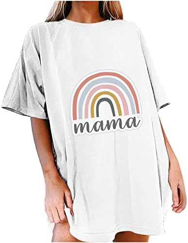 Блуза мета за девојки Менс лето есен 2023 година со кратки ракави памук мама графички обичен гроздобер лабава вклопена маичка 42