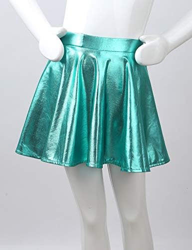 Девојки на iethaита Девојки сјајни метални плетено здолниште со вградени шорцеви за костум за забава за балетски танц