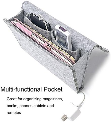 Корисни џебови за складирање со повеќе сиви кревети се чувствуваат во кревет за висино складирање на далечински управувач на организатор на