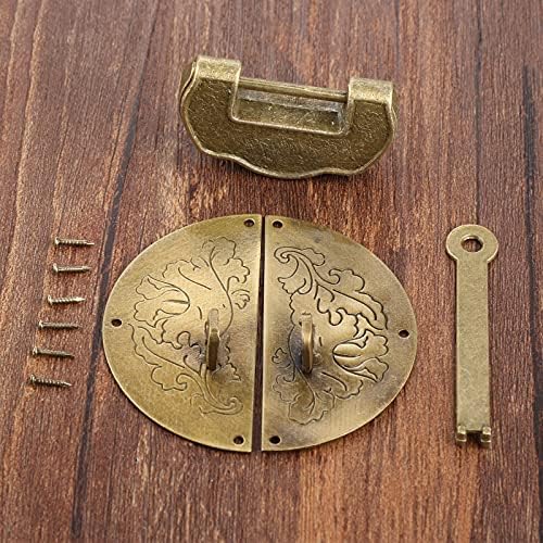 Zhyh Антички мебел Хардвер постави за вклучување на бравата HASP копче за клупи Декоративно кинески стар брава за катанец за накит Дрвена кутија