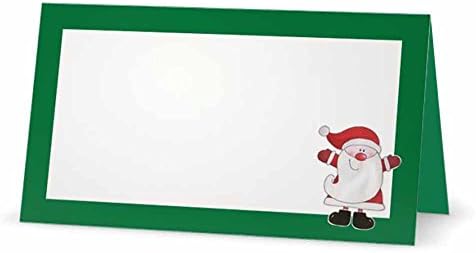 Картички за Дедо Мраз Дедо Мраз - рамен или шатор - 10 пакувања - бел празен фронт со граница - табела за поставување Име за седишта за седење