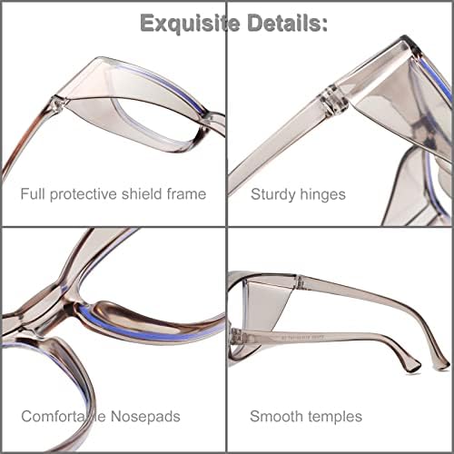 Безбедносни очила против магла Безбедносни очила за жени или мажи медицински сестри Очила за преголема квадратна рамка јасни анти -сини очила