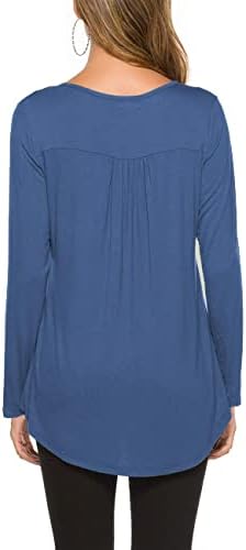 Womenените обични пролетни маици блузи тунични лабави врвови случајни плус големина плетени копче надолу за џемпер на пулвер