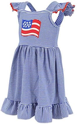Уникатно бебе девојки 4 -ти јули јули Американско фустан со знаме