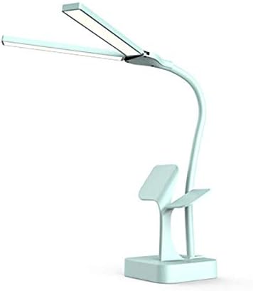 LXDZXY табели Светиња, LED -ламба за предводи две глави супер светли за канцелариски читање USB -полнење затемнети 3 светла Adajustable Bedide Touch Table Table/Blue