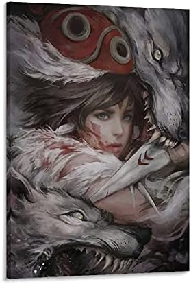 Девојчето заштитено со волк-едитоил сликарство на платно wallидни уметности платно сликарство декорација текстура палета нож сликарство