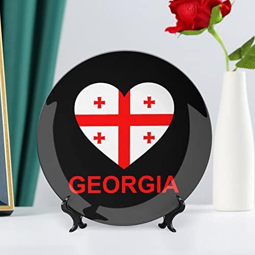 Љубов Грузија Декоративна Плоча Тркалезна Керамичка Плоча Коска Кина Плоча Со Штанд За Прикажување За Декор За Свадба За Забави