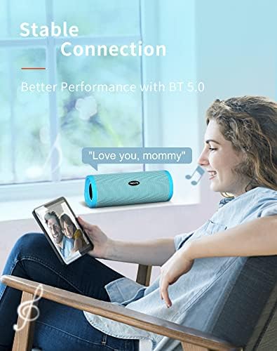 Heysong Преносен Bluetooth звучник, водоотпорни безжични звучници на отворено со LED светло, засилен бас, IPX7, 40H Play, TF