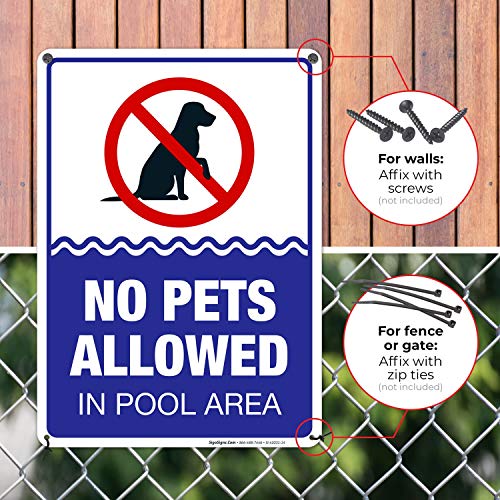 Знак за базен, нема дозволено миленичиња во знакот на подрачјето на базенот, 10x14 инчи, без 'рѓа .040 алуминиум, отпорен на згаснување, изработено