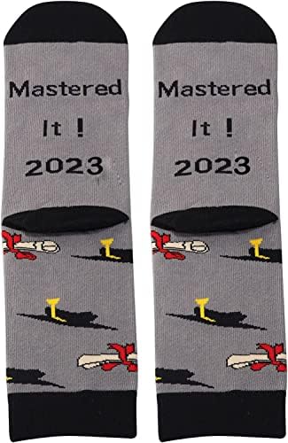 PXTIDY 2 ПАРА Дипломирање Подароци Чорапи Магистерски Подарок 2023 Го Совлада Екипажот Чорапи Класа На 2023 Мајстори Мба Град Подароци