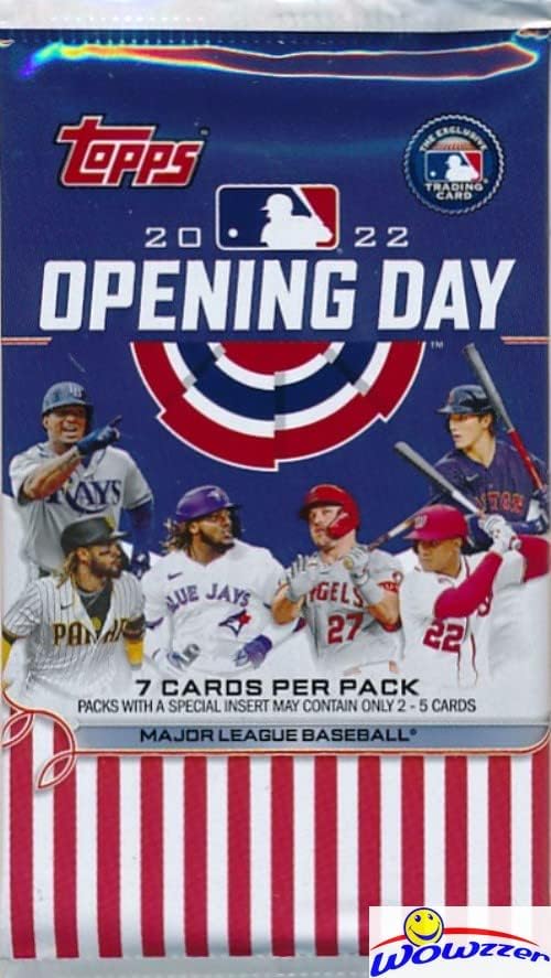 2022 Топс Денот На Отворањето Бејзбол Колекција ОД ЧЕТИРИ Фабрички Запечатени Хоби Пакети со 28 Картички! СЕКОЈ Пакет Вклучува 1