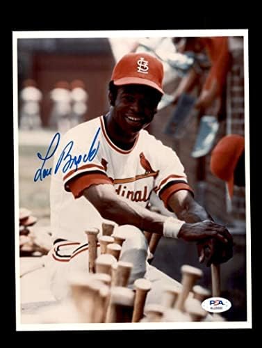 Лу Брок ПСА ДНК потпиша 8x10 фото -автограмски кардинали - автограмирани фотографии од MLB