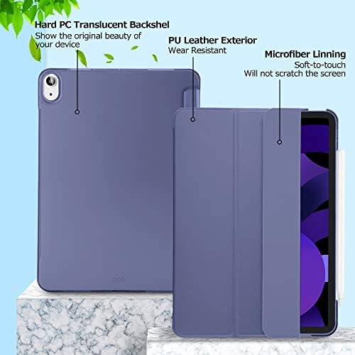 SRIPNS Trifold Smart Case Fit iPad Air 4 -та генерација 2020 - Тенок паметна обвивка за обвивка со проucирен заден заден задна задникот за iPad Air 4 Case 10.9 , Auto Wake/Sleep - Lavender Purple