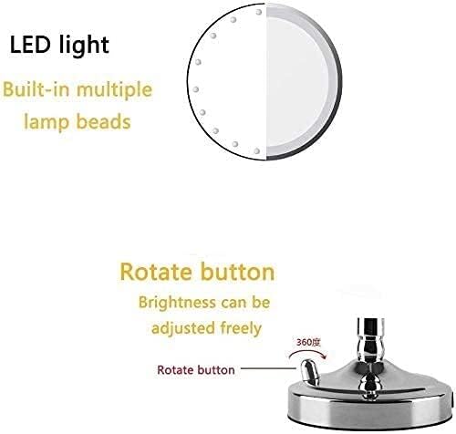 Сиживуџија Мало Огледало За Шминка За Огледало, Метално Двострано Led Десктоп 3x Огледало ЗА Зголемување СО Светло Огледало За Суета,Спална