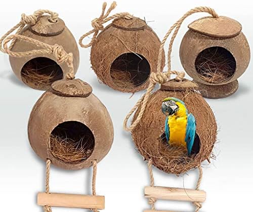 РАЗУМ Голем Кафез За Птици Природна Кокосова Школка Птица Надворешно Уредување Украс Птичји Гнездо 5 Стилови Можат Да Изберат Тркалезен