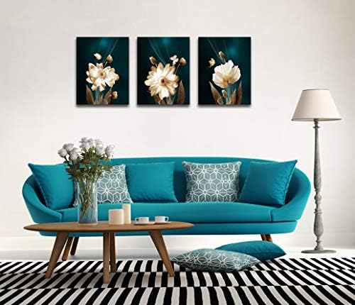 Платно wallидна уметност модерна едноставна живот бели цвеќиња цветни слики за декор во домашна спална соба - 3 панели врамени уметнички дела платно отпечатоци кафеа