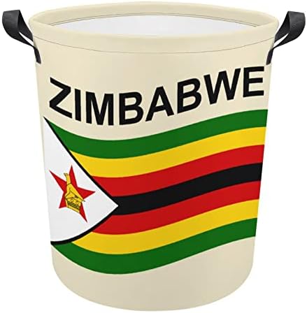 Знаме На Зимбабве Корпа За Перење Ја Попречува Торбата За Перење Канта За Складирање Торба Склоплива Висока Со Рачки