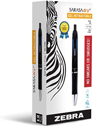 Зебра Пен Сараса суво x1 пенкало за гел за повлекување, средна точка, 0,7 мм, црно мастило, 12-пакет