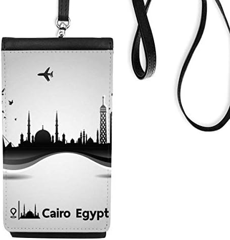 Египет Морден Сити Авион Модел Телефон Паричник чанта што виси мобилна торбичка црн џеб