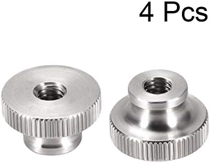 Uxcell Knurled Thumber Thumbs, 4PCS M6X1MM 304 Црцкави за тркала од не'рѓосувачки челик за 3Д делови од печатач, сребрен тон