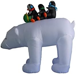 Два божиќни украси за украси, вклучуваат 8 стапки на надувување 3 пингвини на поларна мечка, и 6 нозе долги надуени два пингвини