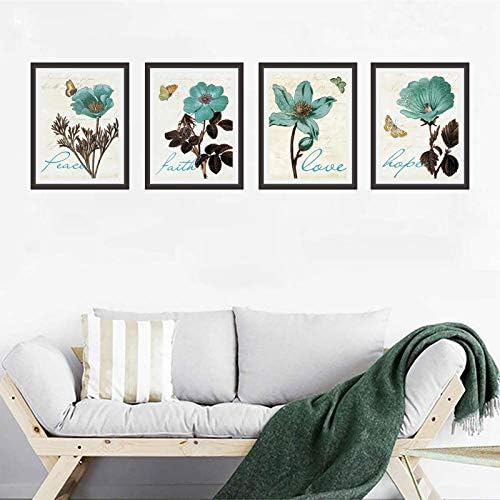 FWK модерни минималистички растенија и цвеќиња инспиративни цитати постери уметнички отпечатоци сет од 4 спа бања жена девојка