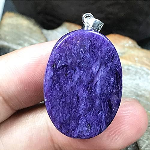 Природна обвивка за приврзоци Виолетова Шароит Кристал камен за жени мажи заздравуваат подарок 27x19x10mm монистра овален скапоцен камен Стерлинг