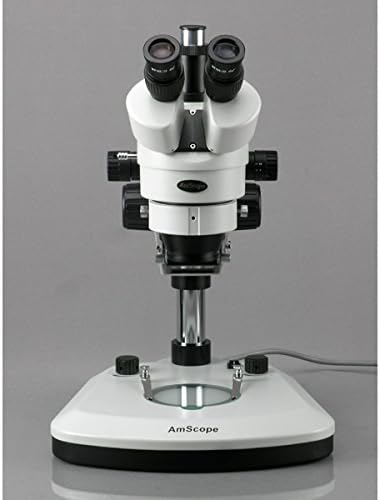 AmScope SM-1t-PL-M Дигитален Професионален Тринокуларен Стерео Зум Микроскоп, WH10x Окулари, 7x-45X Зголемување, 0.7 X-4.5 X Зум Цел, Горно И