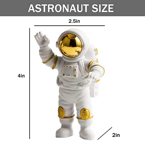 Астронаут фигура декор, статуа на астронаути за полиресин, злато електропланирано огледало вселенско скулптура за украси за украси