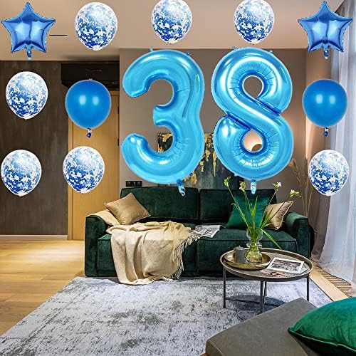 53 -ти роденденски украси за украси, сини број 53 балон, 40 инчи гигантска фолија милар 53 -та декорација на балони за мажи и жени, голем хелиумски