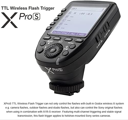 Годокс Безжичен Флеш Активирач Предавател-XPro-S Компатибилен Со Sony Камери, TTL 2.4 G Синхронизација Со Голема Брзина, 1/8000s HSS