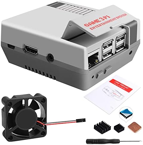 Case Geeekpi Raspberry Pi 3B+ Case, Case Raspberry Pi со вентилатор, ретро игри NES3PI случај со вентилатор за ладење, Raspberry Pi Heatsinks