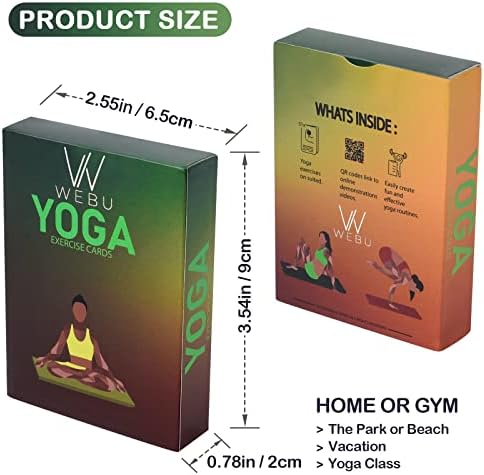Палуба за картички за јога Webu - картички за секвенци на јога со 51 јога пози и бесплатни наставни видео клипови | Преносни, лесни за читање