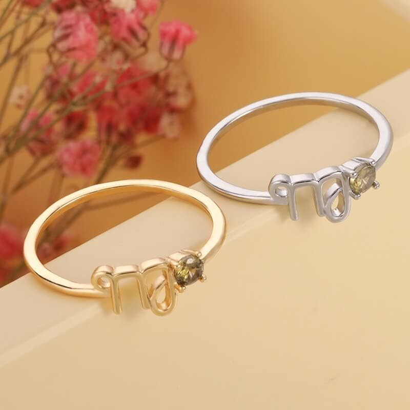 Деве Лаки тренд 12 соstвездие кристално злато прстени за жени Каприком Водолија Пики знак за прстен Зодијак Багет роденденски накит -