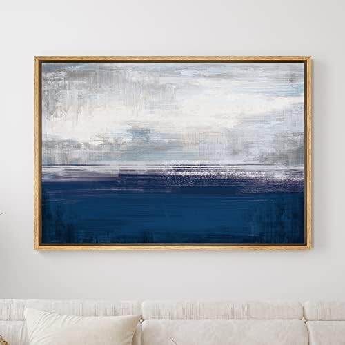 Signwin врамени платно wallидни уметности бели облаци над морнарицата сино море крајбрежно океан масло сликарство Апстракт модерно блиско опуштено/смирено