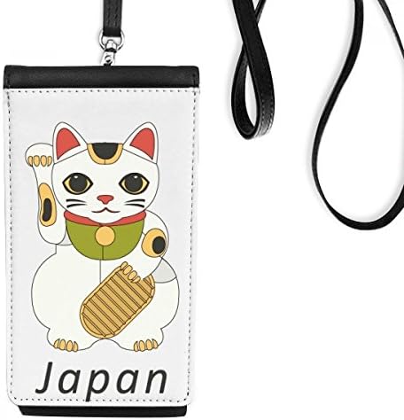 DiyThinker локална јапонска култура среќна мачка телефонска паричник чанта што виси мобилна торбичка црн џеб