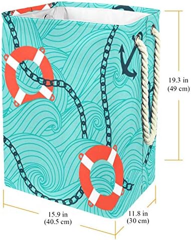 ЏРОУ Наутички Морски Бран Сидро Шема Ќебе Корпа За Складирање Облека Играчки Во Спална Соба Бања