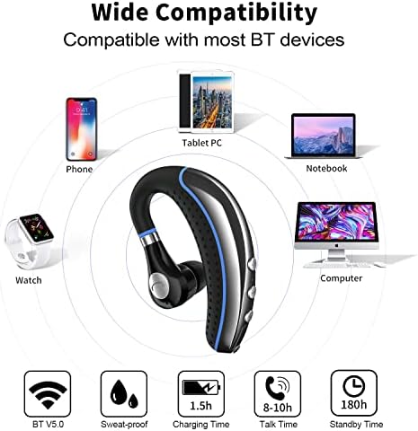 Слушалките за Bluetooth Fimitech, безжично слушалки V5.0 Bluetooth Earpie за ултралејт раце бесплатно за бизнис/канцеларија/возење/спортски