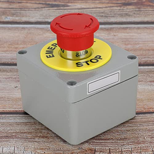 Прекинувач за стоп за итни случаи со црвен знак, IP66 водоотпорен алуминиумски копче за копче за притискање во прав и вонредна состојба за контрола
