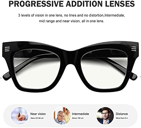 Очила за прогресивно читање со 4-пакети со очила за читање сина светлина за жени без никакви линиски читатели на повеќе линии 2.25