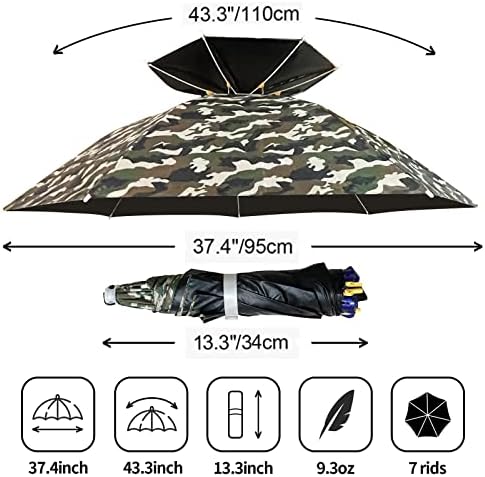 Ново-VI риболов чадор капа за преклопување прилагодливо капаче од дожд од сонце, 7-речни анти-УВ водоотпорна глава за риболов градинарство