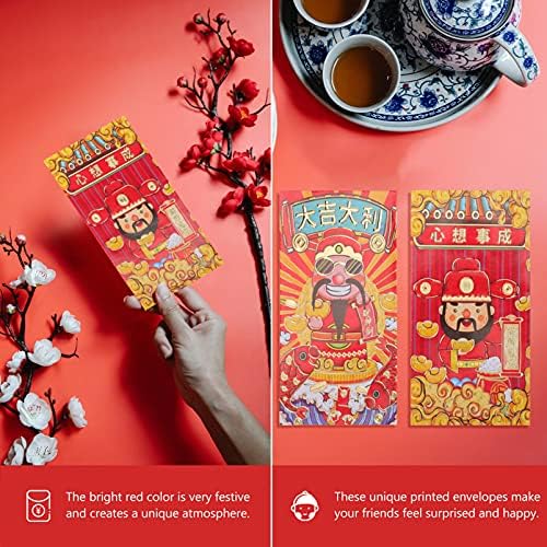 Генерички Украсни Пликови 60 парчиња Кинеска Нова Година Црвени Пликови 2022 Кинеска Година Пакети Со Пари Свадба Хонг Бао Среќен