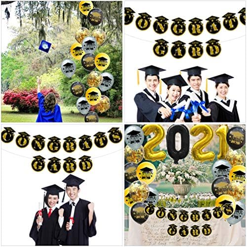 БЕСТОЈАРД 34 парчиња 2021 Дипломирање Честитки Банер И Балони Сет Забави Балони Дипломирање Забава Торта Топерс Дипломирање