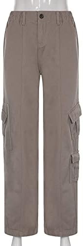 UODSVP потресени фармерки за жени, женски каприс искина слаби фармерки жени панталони фармерки подигање мода лабава и тенка мулти -џебна обична панталона уличен стил