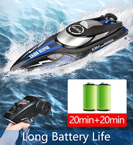 Брод за далечински управувач со голема брзина на Iokuki - 20 км на час RC чамци за деца и возрасни за езера и базени / 2 батерии за полнење, аларм со низок батерија, вонреден