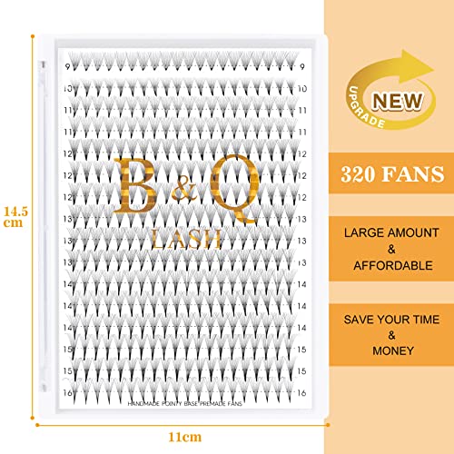 Premade Fans Extensions Extensions 12D-0.05D-17mm 320 Fans Toinsty Base Predade Lash Extensions Fans B & Q Pramdade Volume Extensions 7D 8D 10D Extension Extension Prepade fans