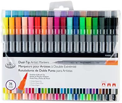 Маркери со уметници со двојни врвови на Royal & Langnickel, разновидни бои, 36 парчиња