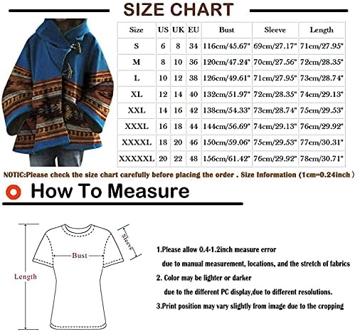 Foviguo женски обичен руно волна волна во боја, испрскана качулка, палто со палто Ацтек, печатено копче за палто